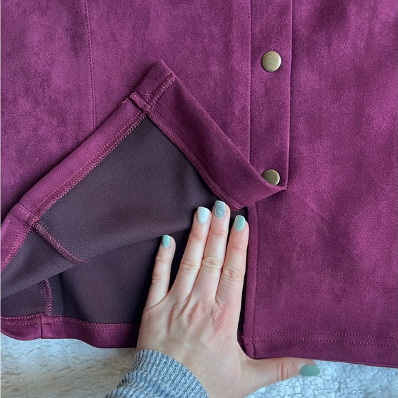 Retrology Size L Burgundy Faux Suede Long Skirt - Picture 4 of 5